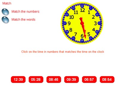 Telling the time - analogue display and the time in numbers 